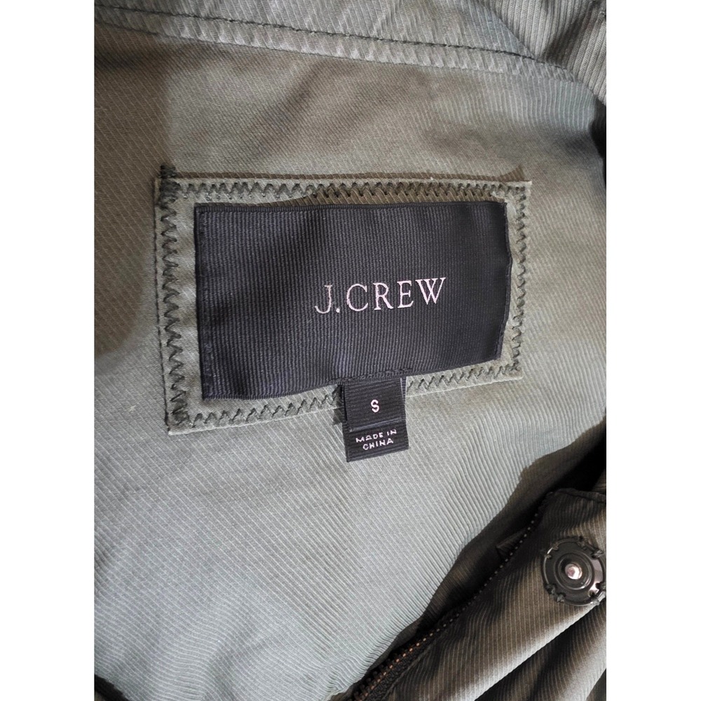 J Crew Olive Green Cotton‎ Hooded Utility Jacket With Navy Accents Size S - Picture 9 of 12